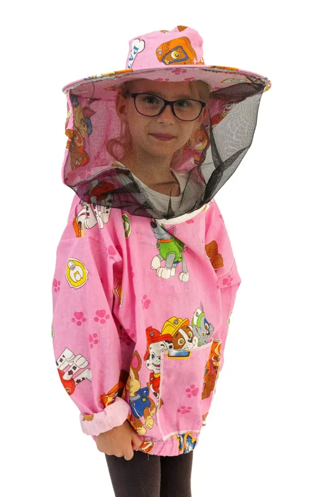 Bunda včelárska detská s potlačou rúžová