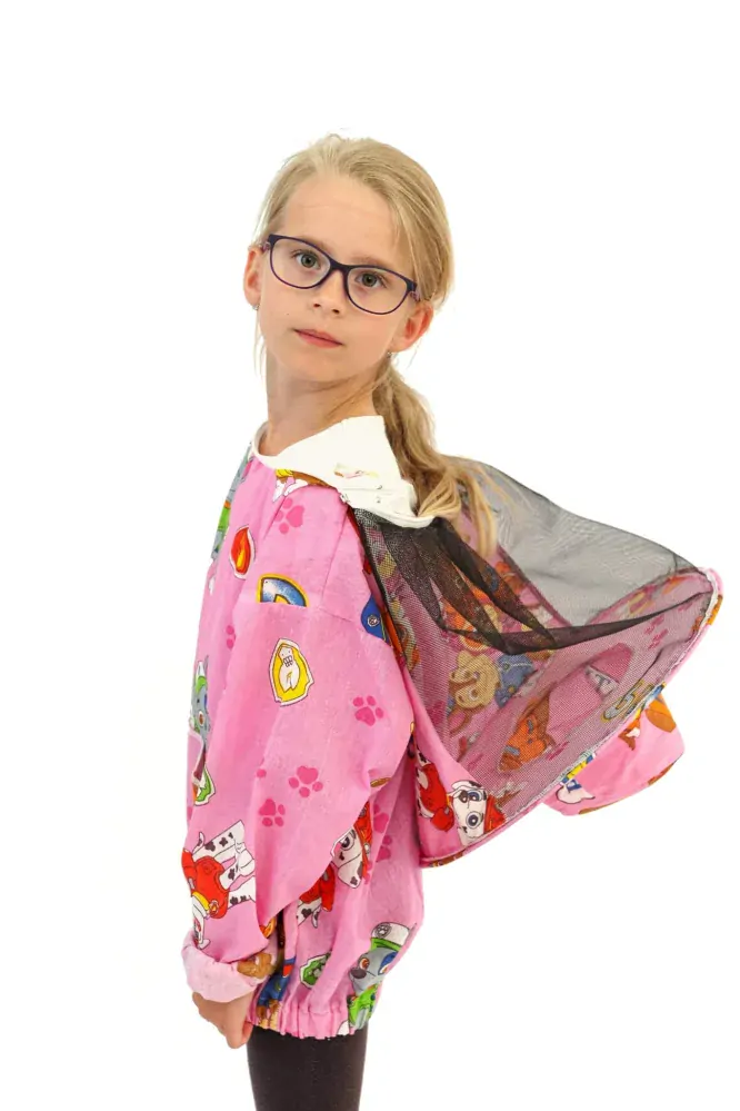 Bunda včelárska detská s potlačou rúžová
