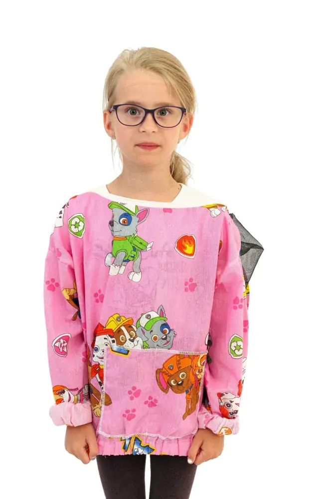 Bunda včelárska detská s potlačou rúžová